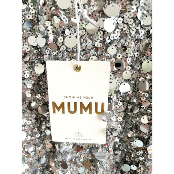 Show Me Your Mumu After Hours Mini Dress in Silver Metallic Sequins S NWT - Picture 8 of 10